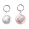 2 Pc Airtag Keychain Waterproof Holder, Airtag case for Apple Airtag GPS Tracker, Anti-Lost AirTag Holder Case Compatible with Car Keys for Pet Tracking, Bags, Kids, Keys, Luggage (White and Pink)