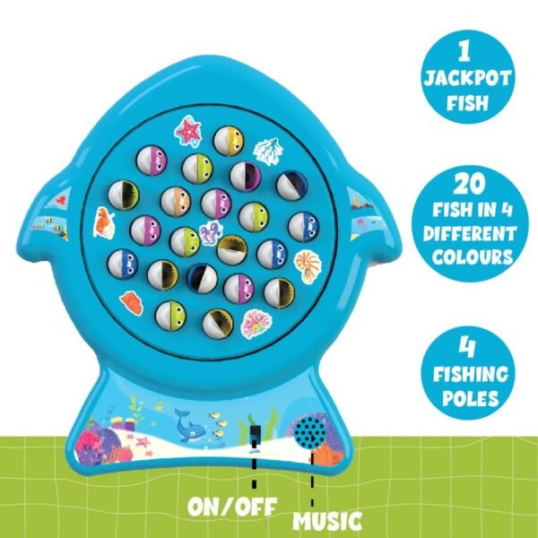 ToyMagic Musical Board Fish Game with Rotating Pond,21 Fishes & 4 Fishing Poles|Sound Toy for Kids 4+Yrs|Indoor Musical Toy|Skill Development|Birthday Return Gifts for Kids|Made in India,Multi - Image 5