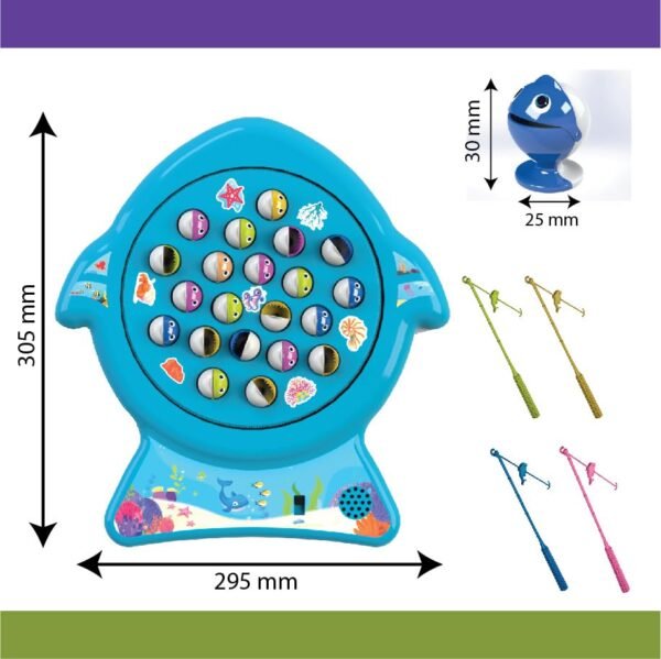 ToyMagic Musical Board Fish Game with Rotating Pond,21 Fishes & 4 Fishing Poles|Sound Toy for Kids 4+Yrs|Indoor Musical Toy|Skill Development|Birthday Return Gifts for Kids|Made in India,Multi - Image 3